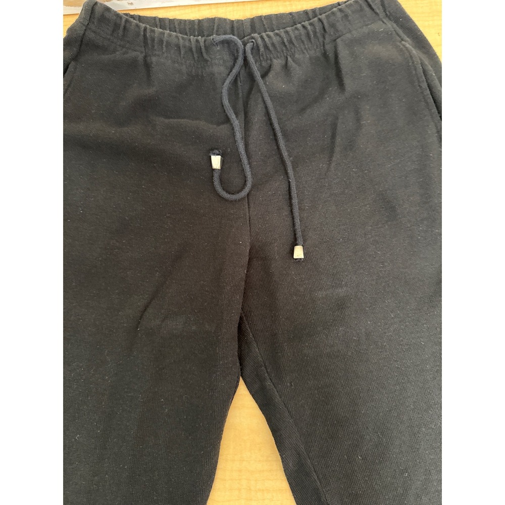 Black Knit Lounge Pants Straight Leg Drawstring Waist with Pockets